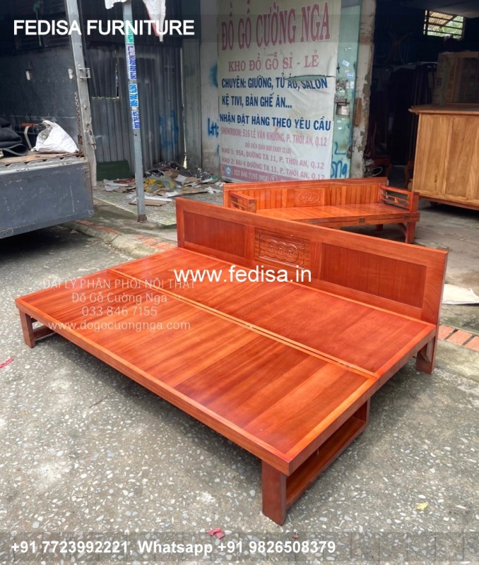 Wooden Bed Wooden Dressing Table Steampunk Room Decor No-3580