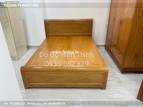 Wooden Bed Bedroom Wooden Interior Design Window Side Bed Design No-3597
