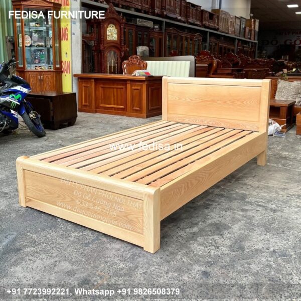 Wooden Bed Wooden Double Bed With Mattress White Bedroom Decorating Ideas Modern No-3640