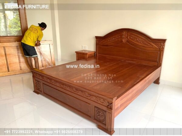 Wooden Bed Bed Back Design Wooden Bed Laminate Design No-3668