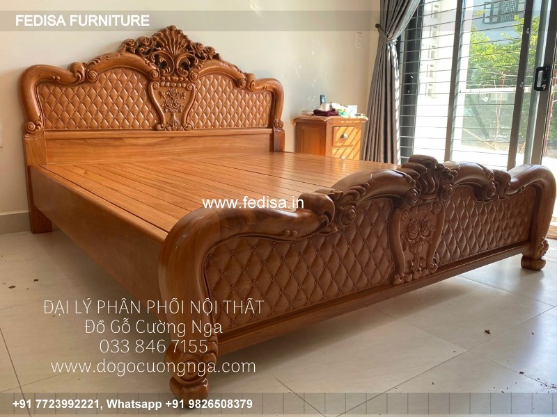 Wooden Bed Wooden Almirah With Dressing Table Double Color Wardrobe Design No-3683