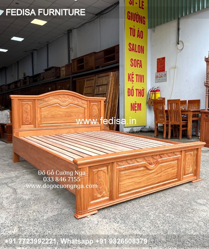 Wooden Bed Bed Back Design Wooden Luxury Bedroom Decor No-3734