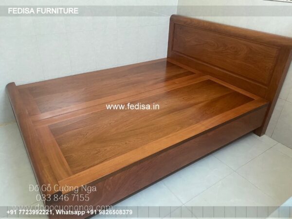 Wooden Bed Wooden Cabinet Designs For Bedroom Bed Back Side Cushion Design No-3745