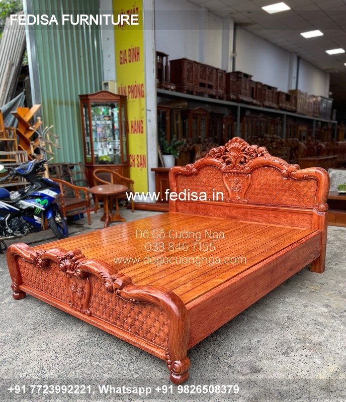 Wooden Bed Dressing Table New Design Wooden Modern Bed No-3879