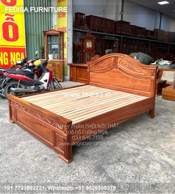 Wooden Bed White Wooden Bed Frame Bed Side Tables No-3893