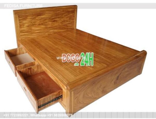Wooden Bed Bed Back Wall Wooden Design Single Bed With Trundle No-4008