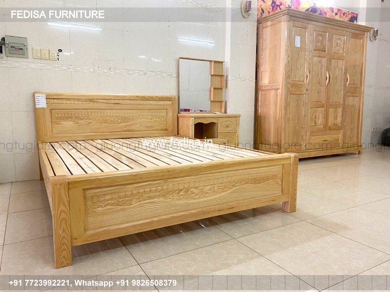 Wooden Bed Double Cot Wooden Platform Bed With Drawers No-4100