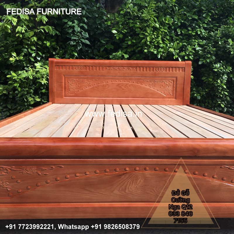 Wooden Bed Wooden Almirah With Dressing Table Round Bed Frame No-4145