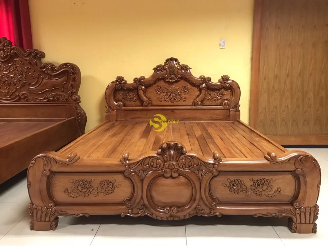 Wooden Bed Double Cot Wooden Metal Bed Frame Double No-4166