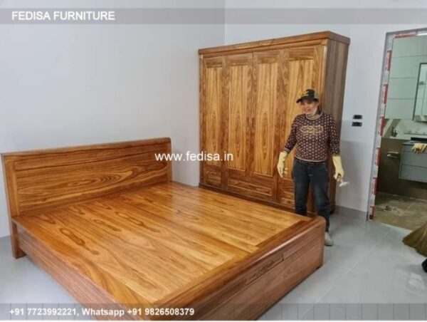 Wooden Bed Wooden Interior Bedroom Double Box Spring No-4190
