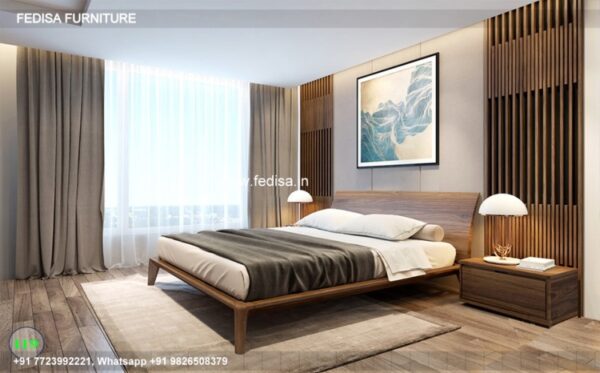 Wooden Bed Bedroom Design Wooden Interior Double Cot Bed Size No-4192