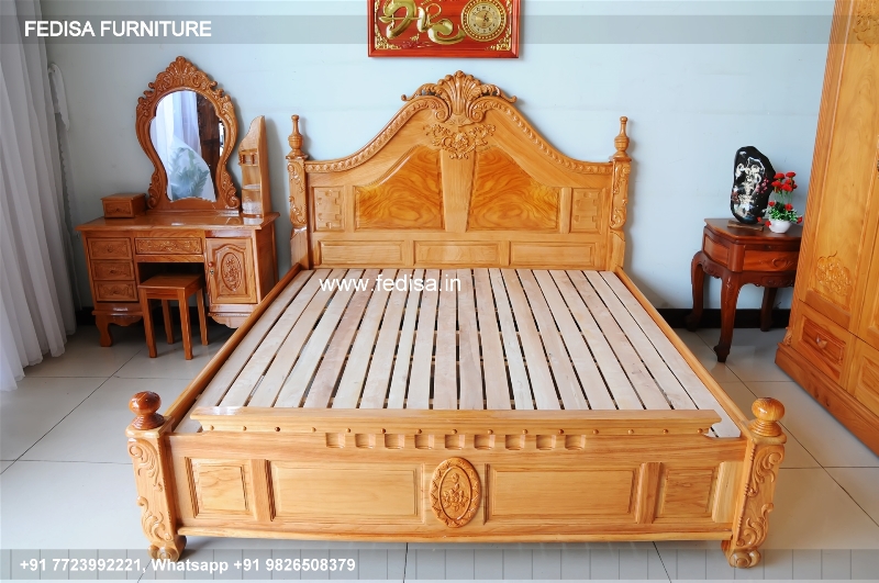 Wooden Bed Dressing Table New Design Wooden Large Double Bed No-4209