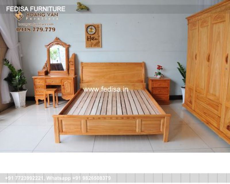 Wooden Bed Unique Wooden Bed Design Fabric Double Bed No-4214