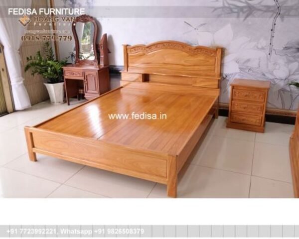 Wooden Bed Wooden Almirah Design Latest Double Cart Bed No-4217