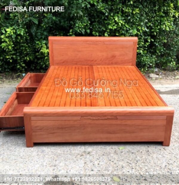 Wooden Bed White Wooden Double Bed Iron Double Bed No-4227