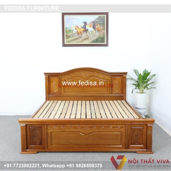 Wooden Bed Bedroom Wooden Interior Design Double Bed With Side Table No-4257