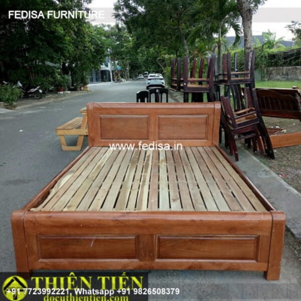 Wooden Bed Bedroom Design Wooden Interior Iron Cot Double No-4258