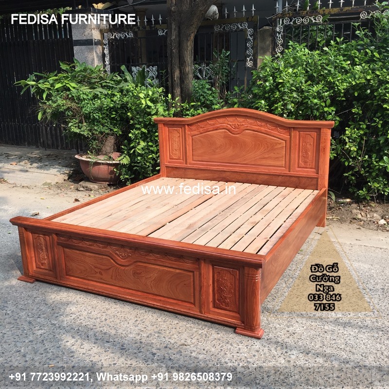 Wooden Bed Wooden Wardrobe With Dressing Table Double Mattress And Box Spring No-4278