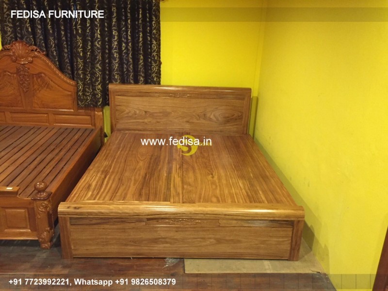 Wooden Bed Wooden Almirah Designs For Bedroom With Price Double Bed With Slide No-4327