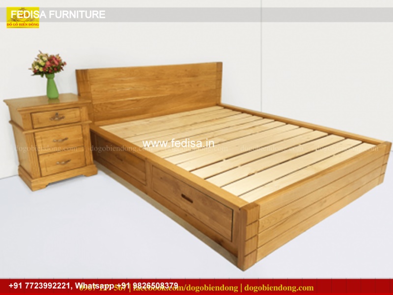 Wooden Bed Bed Back Design Wooden Double Box Spring Queen No-4394
