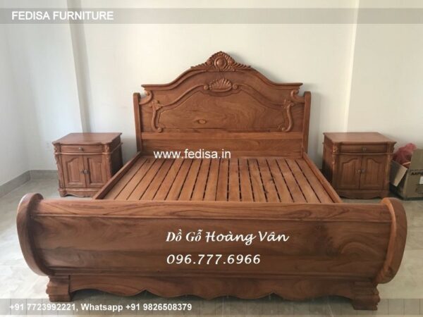 Wooden Bed Bed Back Wall Wooden Design Smallest Double Bed Size No-4404