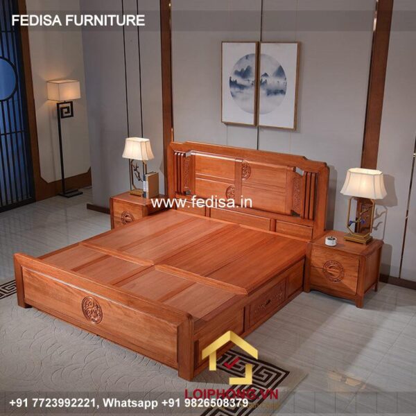 Wooden Bed Wooden Double Bed With Mattress Sofa Bed Size Double No-4498