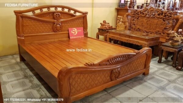 Wooden Bed Wooden Interior Bedroom Double Box Spring For Sale No-4520