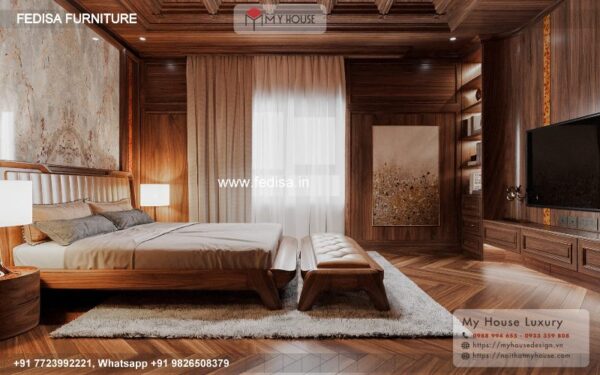 Wooden Bed Wooden Almirah With Dressing Table Room Decor No-4541