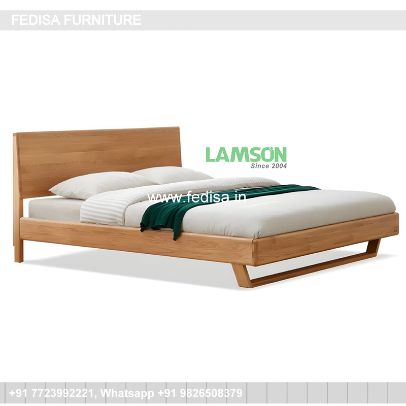 Wooden Bed White Wooden Bed Frame Double Bed Design No-4553