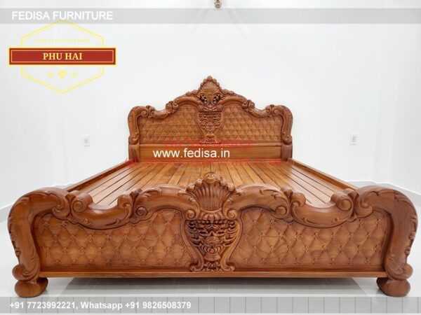 Wooden Bed Wooden Double Bed With Storage Almari Design No-4561