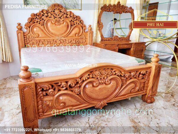Wooden Bed Wooden Single Bed Aesthetic Bedroom No-4574