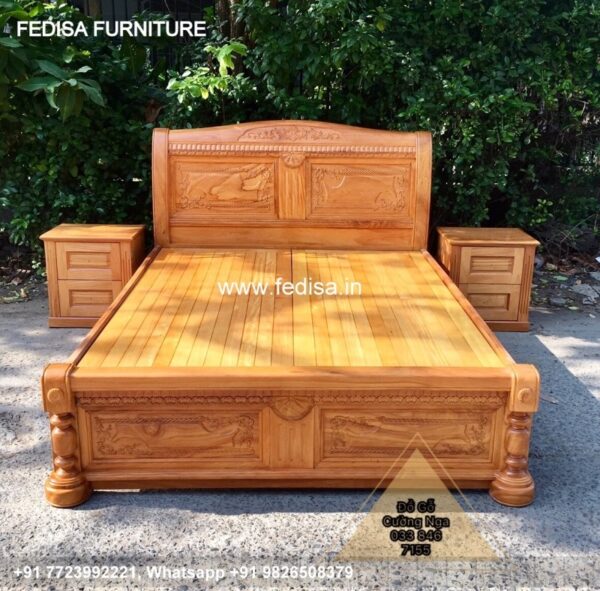 Wooden Bed Wooden Double Bed Modern Bedroom Furniture No-4687