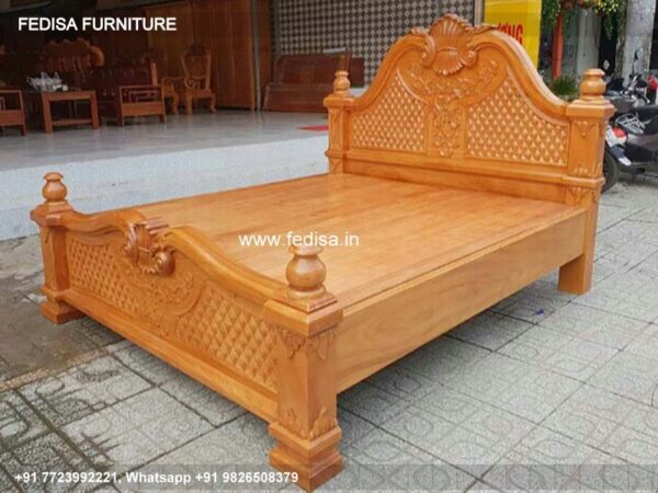 Wooden Bed Wooden Double Bed Frame Pink Bedroom No-4688