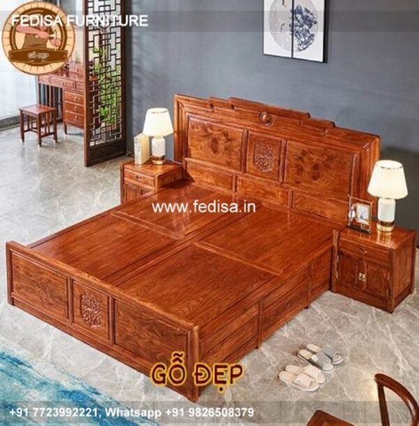 Wooden Bed White Wooden Bed Room Decoration Items No-4749