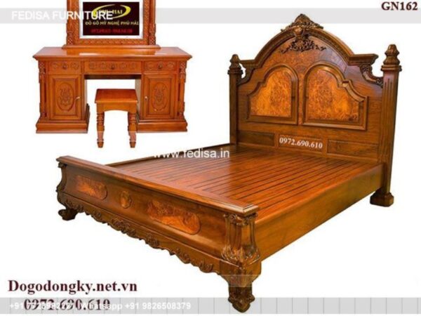 Wooden Bed White Wooden Bed Frame Double Wooden Dressing Table No-4758