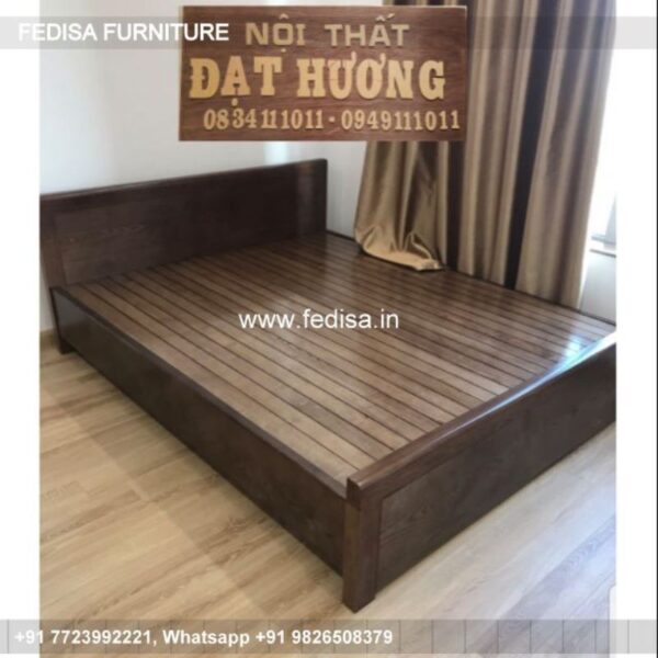 Wooden Bed Wooden Double Bed With Storage Master Bedroom Size No-4759