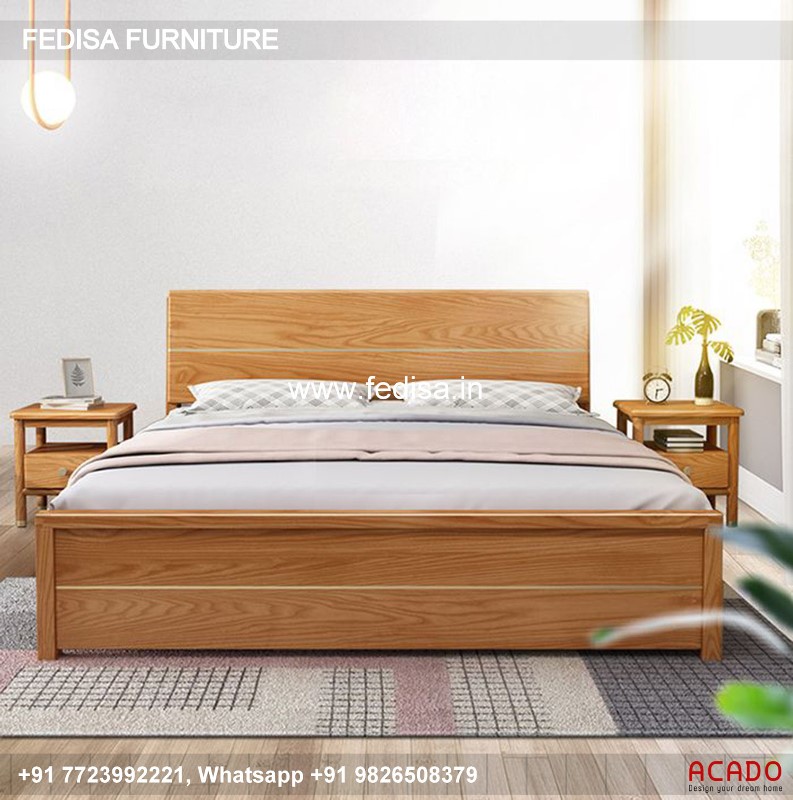 Wooden Bed Bed Back Wall Wooden Design Standard Bedroom Size No-4800