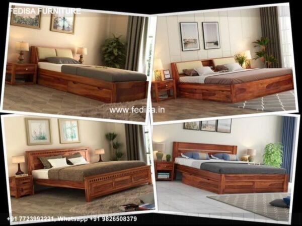 Wooden Bed Modern Wooden Bed Design Small Double Bed With Storage No-4804