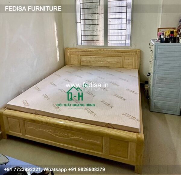Wooden Bed Wooden Double Bed King Bed Mattress No-4819