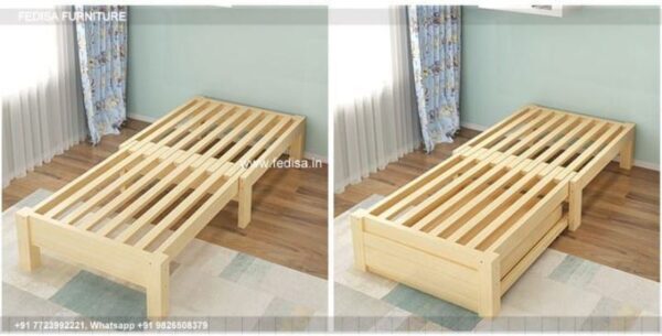 Wooden Bed Wooden Double Bed Gray Nightstand No-4885