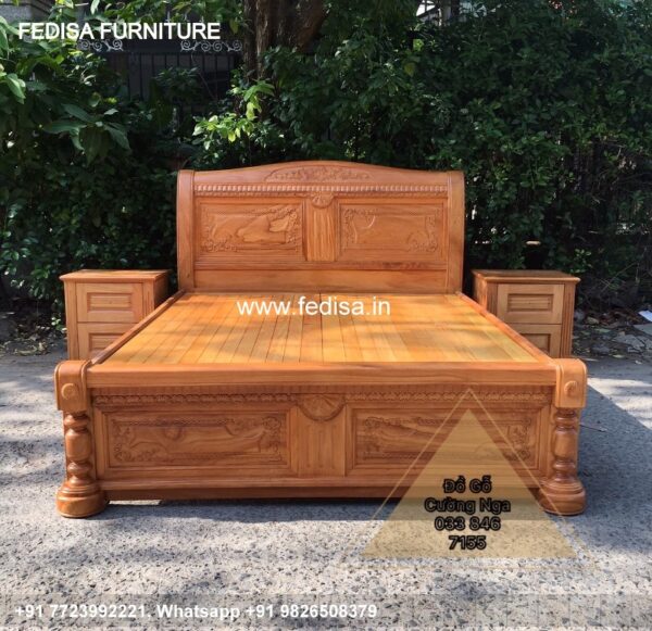 Wooden Bed White Wooden Double Bed Small Dresser For Closet No-4887