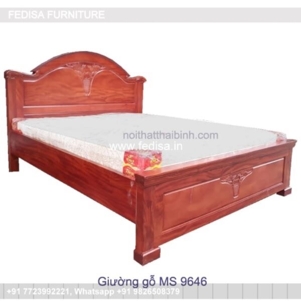 Wooden Bed Wooden Double Bed Frame With Storage Almari Design In Wall No-4896