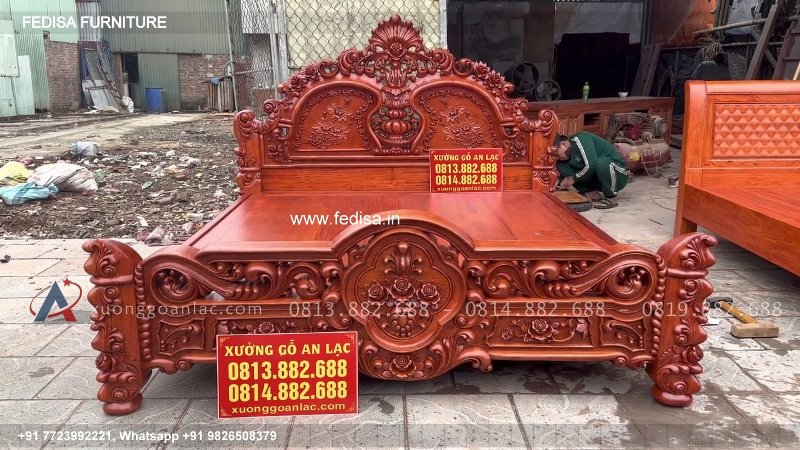 Wooden Bed Wooden Almirah With Dressing Table Design Vanity Desk With Drawers No-4942