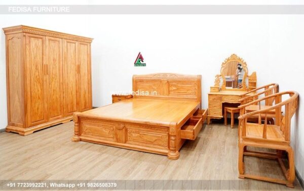 Wooden Bed Wooden Bedroom Furniture King Bed Size In Feet No-4974