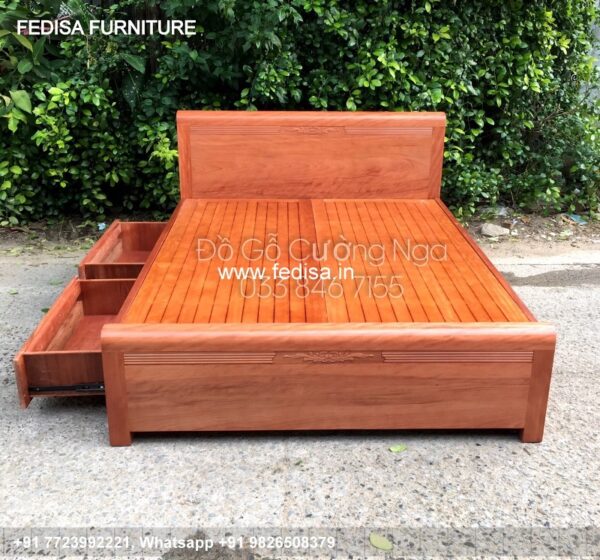 Wooden Bed White Wooden Double Bed Queen Size Sofa Bed No-5019