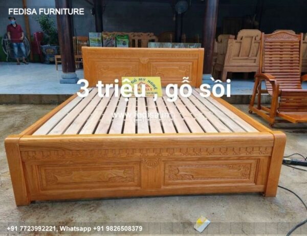 Wooden Bed White Wooden Bed Frame Double Vintage Bedroom No-5022