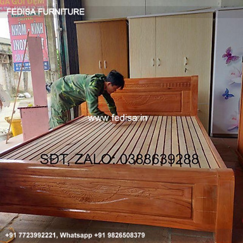 Wooden Bed Double Cot Wooden Mirrored Wardrobes No-5024