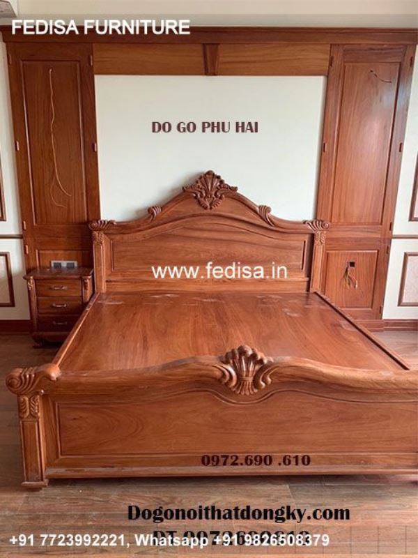 Wooden Bed Wooden Wardrobes Double Bed Design Latest 2021 No-5044