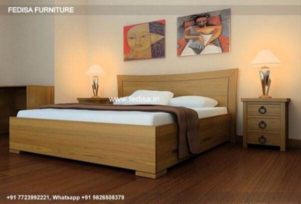 Wooden Bed Wooden Bedroom Interior Pink Bedding Sets No-5052