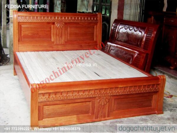 Wooden Bed Wooden Almirah With Dressing Table Led Panel Design For Bedroom 2020 No-5069